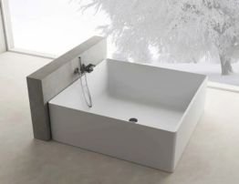 Wash basin in square style with faucet.