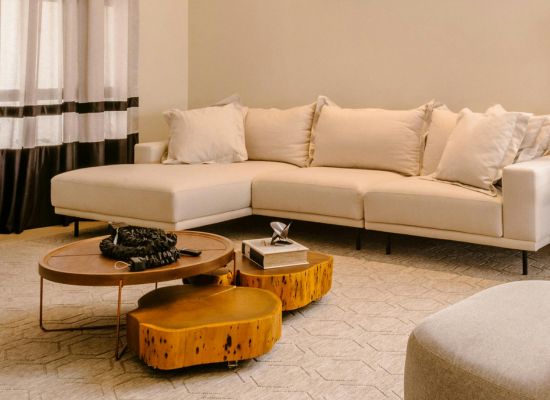 Wood coffee table in aesthetically design.