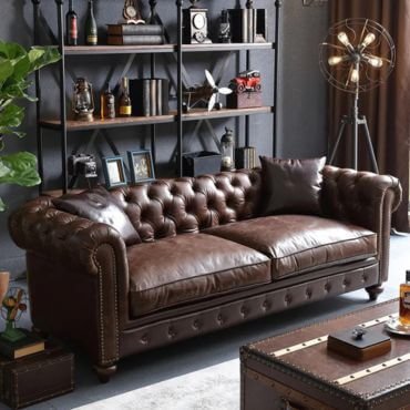 Brown classic vintage sofa leather design.