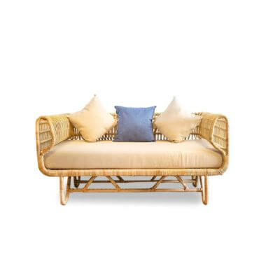 Contemporary modern style rattan sofa in beige color.