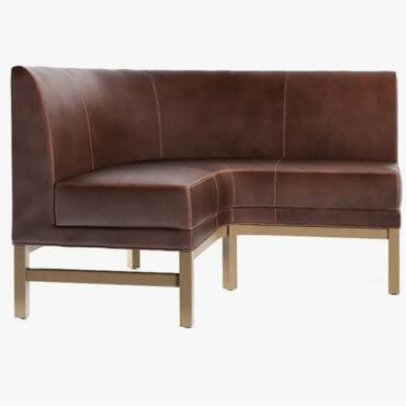 L shape custom made sofa in brown leather design.