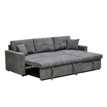 Gray color folding sleeper sofa.