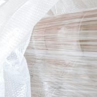 Sofa cover with bubble and cling wrap.