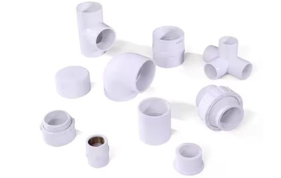 White PVC pipe fitting.